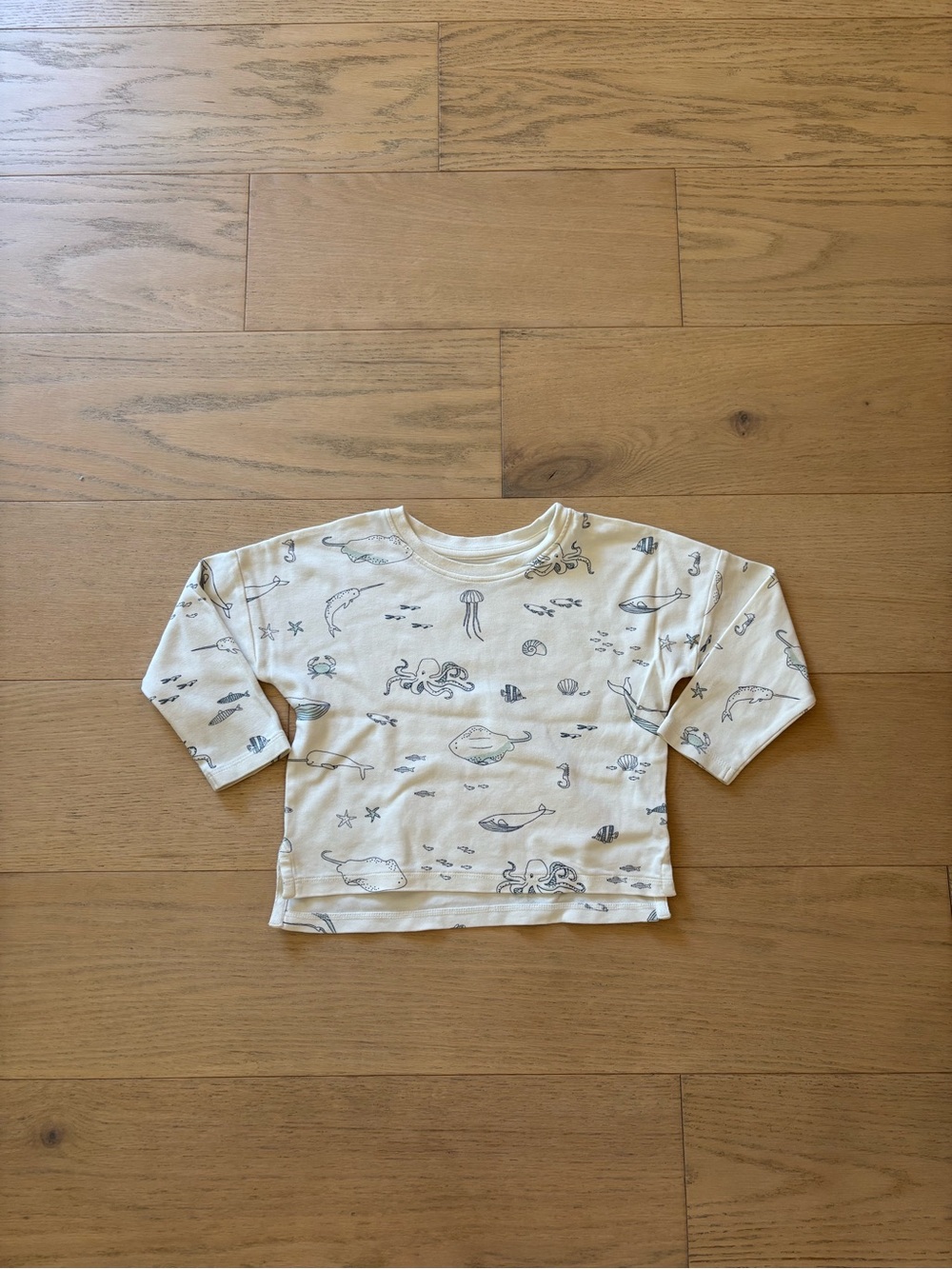 Pehr kid ivory sea animal print top, size 3T